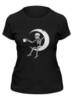 Заказать женскую футболку в Москве. Футболка классическая Скелет на Луне от MariYang  - готовые дизайны и нанесение принтов.