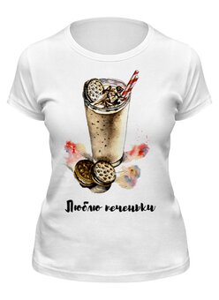 Заказать женскую футболку в Москве. Футболка классическая Люблю печеньки от Виктория  - готовые дизайны и нанесение принтов.
