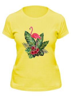 Заказать женскую футболку в Москве. Футболка классическая Розовый фламинго от T-shirt print  - готовые дизайны и нанесение принтов.