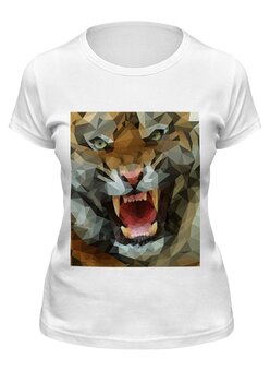 Заказать женскую футболку в Москве. Футболка классическая Polygon tiger от scoopysmith - готовые дизайны и нанесение принтов.