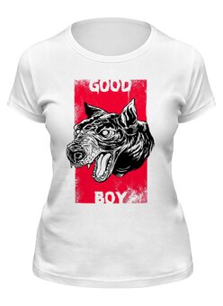Заказать женскую футболку в Москве. Футболка классическая Good Boy от Rebel - готовые дизайны и нанесение принтов.
