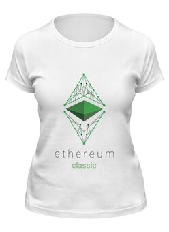 Заказать женскую футболку в Москве. Футболка классическая ethereum classic от Константин Тотьмянин - готовые дизайны и нанесение принтов.