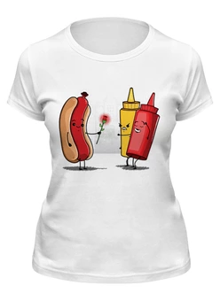Заказать женскую футболку в Москве. Футболка классическая Hot Dog Valentine от Александр Серебренников - готовые дизайны и нанесение принтов.