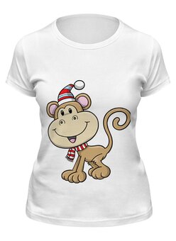 Заказать женскую футболку в Москве. Футболка классическая обезьяна новый год от Amerikanka - готовые дизайны и нанесение принтов.