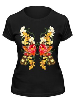 Заказать женскую футболку в Москве. Футболка классическая Цветочная бабочка от printik - готовые дизайны и нанесение принтов.