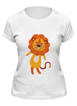 Заказать женскую футболку в Москве. Футболка классическая Весёлый львёнок от Romanova - готовые дизайны и нанесение принтов.