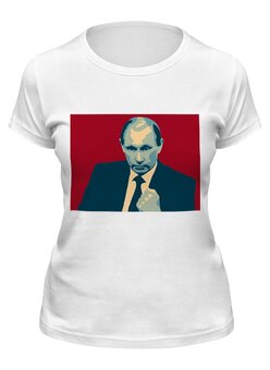 Заказать женскую футболку в Москве. Футболка классическая Putin от THE_NISE  - готовые дизайны и нанесение принтов.