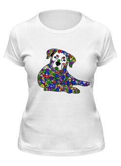 Заказать женскую футболку в Москве. Футболка классическая собака из дудл монстров от Игма - готовые дизайны и нанесение принтов.