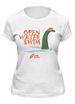 Заказать женскую футболку в Москве. Футболка классическая Open Water Swim Nessy от Swimrocket - школа плавания - готовые дизайны и нанесение принтов.
