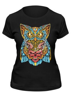 Заказать женскую футболку в Москве. Футболка классическая ◈ Owl and Skull ◈ от balden - готовые дизайны и нанесение принтов.
