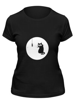 Заказать женскую футболку в Москве. Футболка классическая Кошка от YellowCloverShop - готовые дизайны и нанесение принтов.