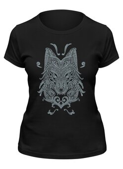 Заказать женскую футболку в Москве. Футболка классическая Узорный волк от ISliM - готовые дизайны и нанесение принтов.