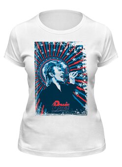 Заказать женскую футболку в Москве. Футболка классическая Дэвид Боуи от balden - готовые дизайны и нанесение принтов.