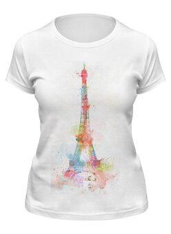 Заказать женскую футболку в Москве. Футболка классическая эйфелева башня от Darya Schwarz - готовые дизайны и нанесение принтов.