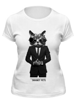 Заказать женскую футболку в Москве. Футболка классическая Монохромный кот от DesertHawk - готовые дизайны и нанесение принтов.