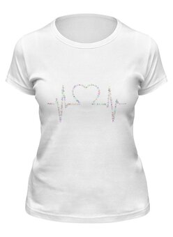 Заказать женскую футболку в Москве. Футболка классическая Сердце Сердцебиение Любовь от MariYang  - готовые дизайны и нанесение принтов.
