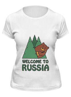 Заказать женскую футболку в Москве. Футболка классическая Welcome to Russia от priceless - готовые дизайны и нанесение принтов.