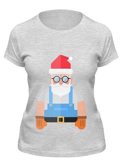 Заказать женскую футболку в Москве. Футболка классическая Дед Мороз-строитель от Romanova - готовые дизайны и нанесение принтов.