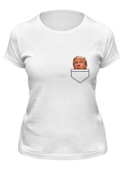 Заказать женскую футболку в Москве. Футболка классическая Карманный Трамп  от CoolDesign - готовые дизайны и нанесение принтов.