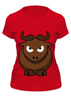 Заказать женскую футболку в Москве. Футболка классическая злой бык от EDJEY  - готовые дизайны и нанесение принтов.