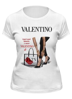 Заказать женскую футболку в Москве. Футболка классическая Valentino 🌹 от @kristy_art_k  - готовые дизайны и нанесение принтов.