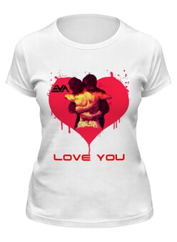 Заказать женскую футболку в Москве. Футболка классическая LOVE YOU от byEVA.ru - готовые дизайны и нанесение принтов.