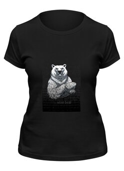 Заказать женскую футболку в Москве. Футболка классическая wise bear от stepan gilev - готовые дизайны и нанесение принтов.