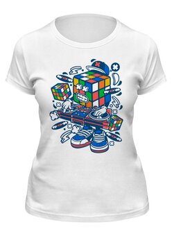 Заказать женскую футболку в Москве. Футболка классическая Кубик Рубика от balden - готовые дизайны и нанесение принтов.