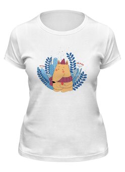 Заказать женскую футболку в Москве. Футболка классическая Fox in love от Анастасия Шатова - готовые дизайны и нанесение принтов.