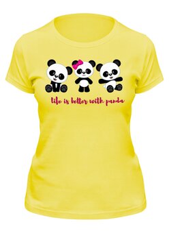 Заказать женскую футболку в Москве. Футболка классическая Жизнь  с пандой лучше! от T-shirt print  - готовые дизайны и нанесение принтов.