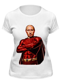 Заказать женскую футболку в Москве. Футболка классическая Путин Суперчеловек от emilkmoscow - готовые дизайны и нанесение принтов.