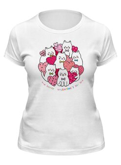Заказать женскую футболку в Москве. Футболка классическая Кошечки  от T-shirt print  - готовые дизайны и нанесение принтов.
