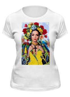 Заказать женскую футболку в Москве. Футболка классическая Фрида Кало от 251164@mail.ru - готовые дизайны и нанесение принтов.