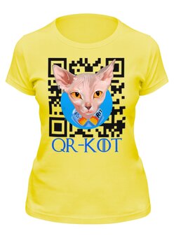 Заказать женскую футболку в Москве. Футболка классическая QR-Кот от Print design  - готовые дизайны и нанесение принтов.