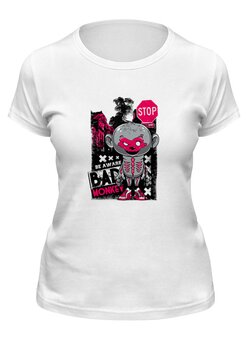 Заказать женскую футболку в Москве. Футболка классическая Bad Monkey от denis01001 - готовые дизайны и нанесение принтов.
