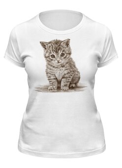 Заказать женскую футболку в Москве. Футболка классическая Милый котёнок от Leichenwagen - готовые дизайны и нанесение принтов.