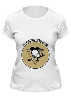 Заказать женскую футболку в Москве. Футболка классическая Питтсбург Пингвинз  от kspsshop - готовые дизайны и нанесение принтов.