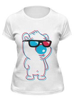 Заказать женскую футболку в Москве. Футболка классическая Медведь 3D от trugift - готовые дизайны и нанесение принтов.