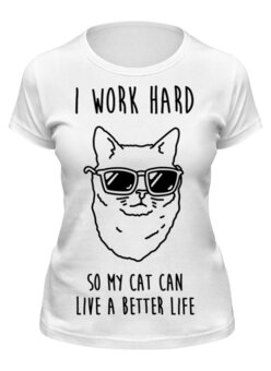 Заказать женскую футболку в Москве. Футболка классическая Мой кот от geekbox - готовые дизайны и нанесение принтов.