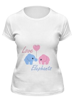 Заказать женскую футболку в Москве. Футболка классическая Love Elephants от cogwheel - готовые дизайны и нанесение принтов.
