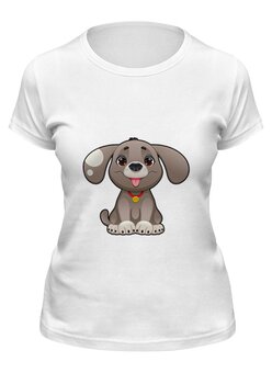 Заказать женскую футболку в Москве. Футболка классическая Милая собачка от Yaroslava - готовые дизайны и нанесение принтов.