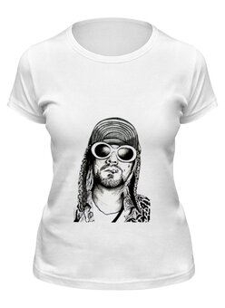 Заказать женскую футболку в Москве. Футболка классическая Kurt Cobain  от Leichenwagen - готовые дизайны и нанесение принтов.