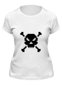 Заказать женскую футболку в Москве. Футболка классическая Pixel Art Skull от artKash - готовые дизайны и нанесение принтов.