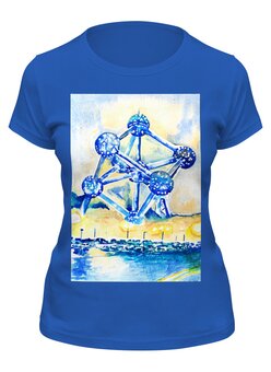 Заказать женскую футболку в Москве. Футболка классическая Атомиум от artoutloop - готовые дизайны и нанесение принтов.