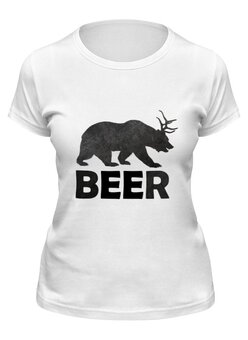 Заказать женскую футболку в Москве. Футболка классическая Beer (bear) от Петр Золотухин - готовые дизайны и нанесение принтов.