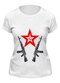 Заказать женскую футболку в Москве. Футболка классическая RedStar AK от karbafoss - готовые дизайны и нанесение принтов.