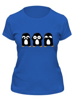 Заказать женскую футболку в Москве. Футболка классическая 3 пингвина от skynatural - готовые дизайны и нанесение принтов.