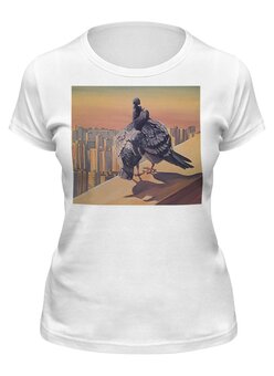 Заказать женскую футболку в Москве. Футболка классическая Влюблённые голуби от nataha1980_80@mail.ru - готовые дизайны и нанесение принтов.