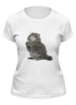 Заказать женскую футболку в Москве. Футболка классическая котенок от THE_NISE  - готовые дизайны и нанесение принтов.