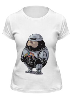 Заказать женскую футболку в Москве. Футболка классическая Fat Robocop от priceless - готовые дизайны и нанесение принтов.